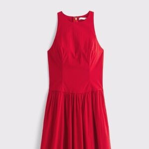 Abercrombie & Fitch Vibrant Red Midi Dress